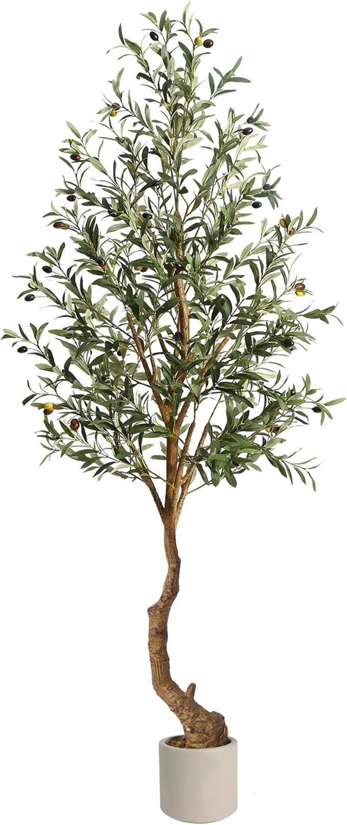 Artificial Olive Trees, 6 Ft Indoor Outdoor Fake Potted Silk Plant Faux Olive Tree with Trunk and Fruits, Artificial Tree Large Olive Plants for Living Room Home House Office Decor