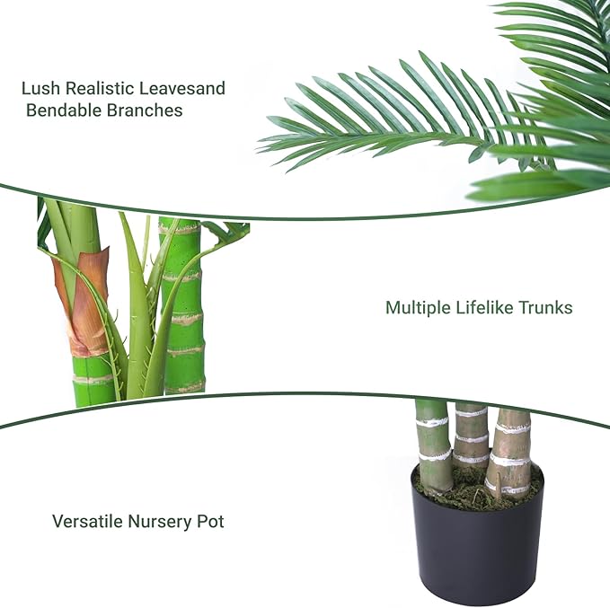 Howngyesimu 2Pack Artificial Palm Tree, 6FT Artificial Palm Plant with Real Bark Design Faux Palm Tree for Indoor Outdoor Modern Decoration Plants in Pot for Home Office