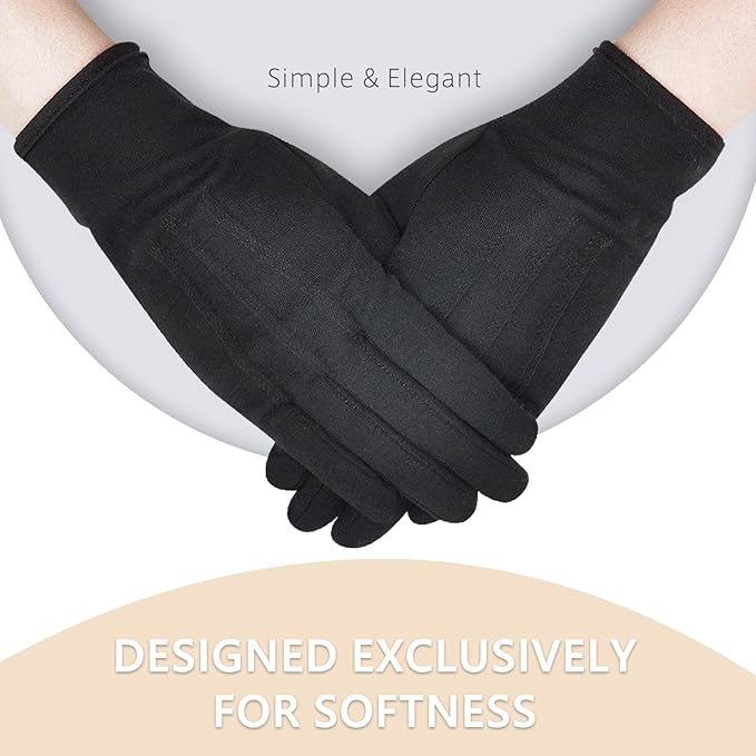 Zenssia Parade White Cotton Formal Tuxedo Costume Honor Guard Gloves with Snap Cuff, Coin Jewelry Inspection Gloves
