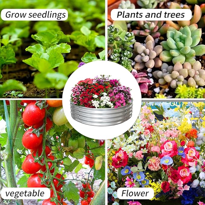 3 ft Galvanized Steel Raised Garden Bed, Large Outdoor Metal Planter Box Big Flower Plant pots for Patio Backyard Porch Deck Planting Flowers Vegetables and Herbs (Silver, 3 ft)