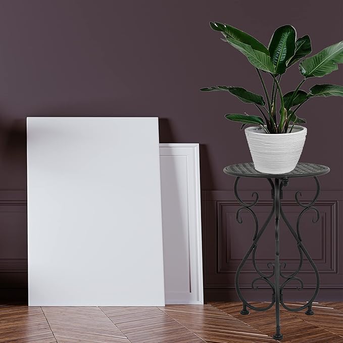 NAKUPE Metal Plant Stands 2 Pack, Heavy Duty Plant Pedestal 17" Tall, Single Flower Pot Holder for Indoor, Outdoor, Patio, Porch, Garden, Balcony, Black