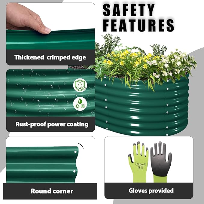 4 Pack 8x3x2FT Galvanized Raised Garden Bed Large Metal Planter Box Kit Elevated Raised Garden Planters for Outdoor Plants, Green