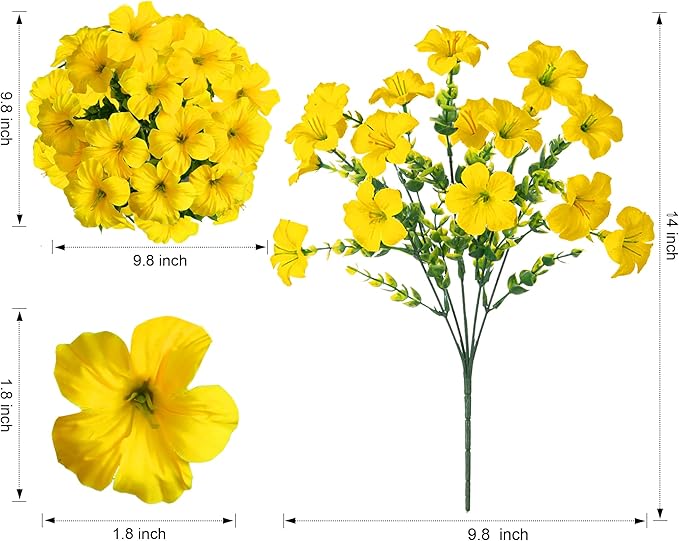Artificial Flowers for Outdoors Decoration, 20 Bundles Faux Morning Glory with Eucalyptus Look Real UV Resistant Fake Plants Silk Flowers for Outside Yard Gardens Porch Patio Planter Home Urn, Mix