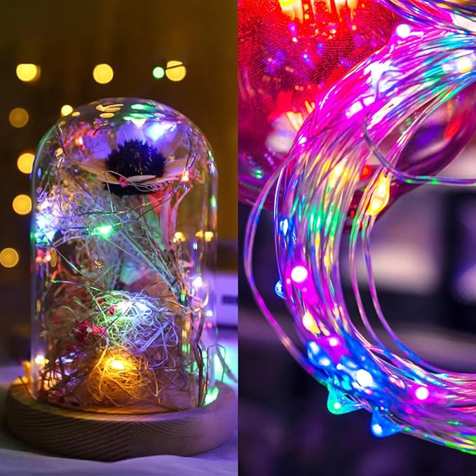 4 Pack Multicolor Fairy Lights Battery Operated with Remote, Waterproof 20FT 60LED Cuttable Twinkle Lights with Timer Indoor Outdoor, String Light for Bedroom, Classroom, Wedding, DIY, Christmas Décor