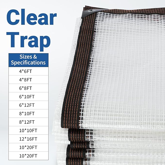 Clear Tarp,Tarp Waterproof, Clear Plastic Tarps Heavy Duty Waterproof with UV Resistance and Grommets, Greenhouse Plastic for Gardening, Farming,Nursery,Garden (8×12FT)