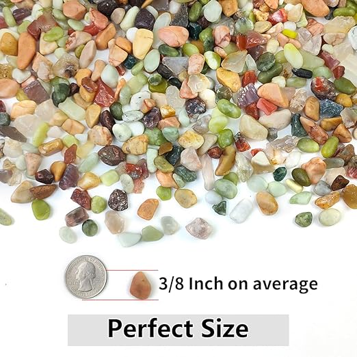 YISZM 5LB Succulent and Cactus Colorful Pebbles, 3/8 Inch Pebbles for Indoor Plants, Natural Decorative Polished River Rocks for Vases, Planters and Outdoor Gardening