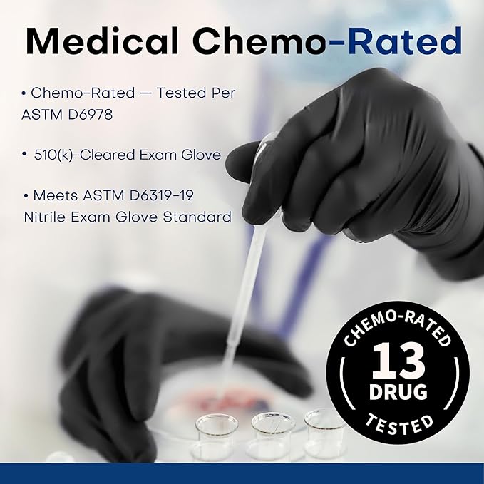 Medical Soft Max™ Black Nitrile Disposable Gloves, 100 Pcs, Latex-Free & Powder-Free Food Safe Food Prep Exam Gloves
