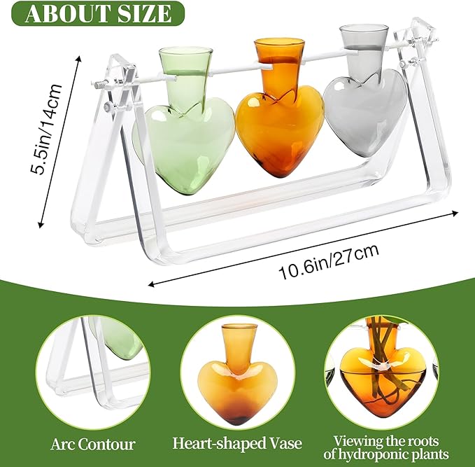 CYZglass Clear Plant Terrarium Propagation Stations with Acrylic Stand Birthday Gifts for Women Office Home Decor