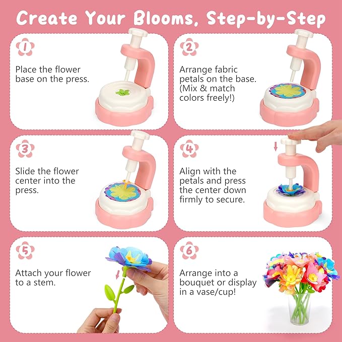 Aboofx Fabric Flower Making Kit for Girls Advent Calendar 2025, 20 Day Christmas Countdown Calendar Flower Craft Kit Toy for Kids and Toddler, Christmas Flower Bouquet Craft Toys Gifts for Girls Boys