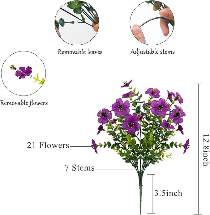 BCBLF Faux Flowers for Outdoor Planters, Artificial Flowers for Outdoors, 12 Bundles Outdoor Indoor Uv Resistant, Artificial Flowers for Decoration, Fuchsia, Silk Faux Spring Flowers for Outside