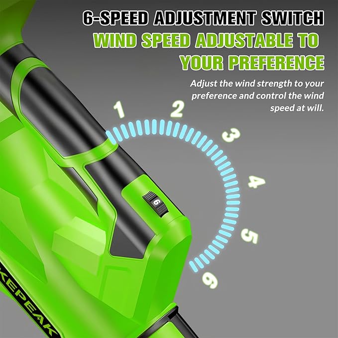Leaf Blower Cordless, 650CFM & 280MPH Electric Leaf Blower with 2 x 21V4.0Ah Batteries and Fast Charger, 6 Speed Modes, for Lawn Care, Yard Work, Blowing Leaves, Dust