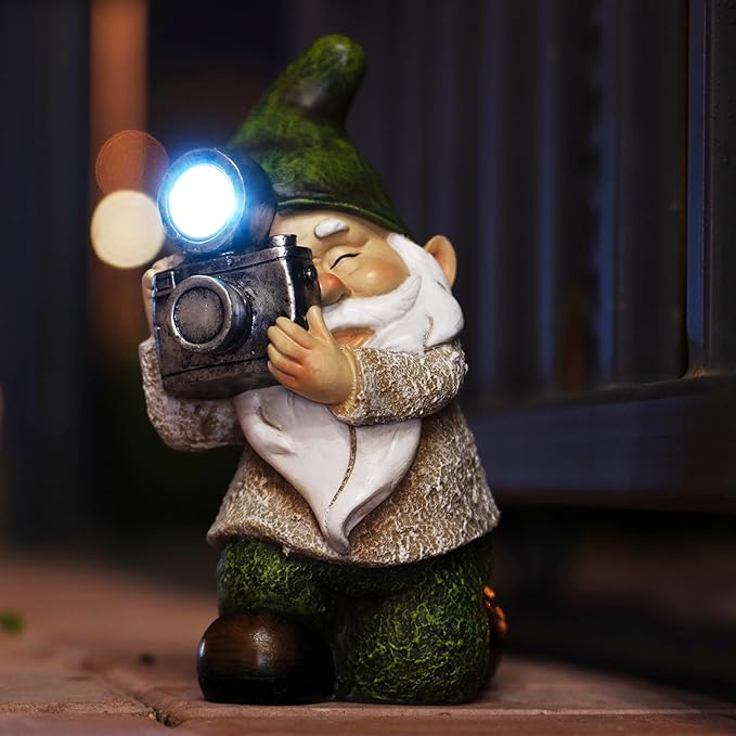 Garden Gnomes Decorations for Yard - Garden Gnome Solar Statue Funny Outdoor Decor for Yard,Patio,Lawn,Unique Housewarming Gifts