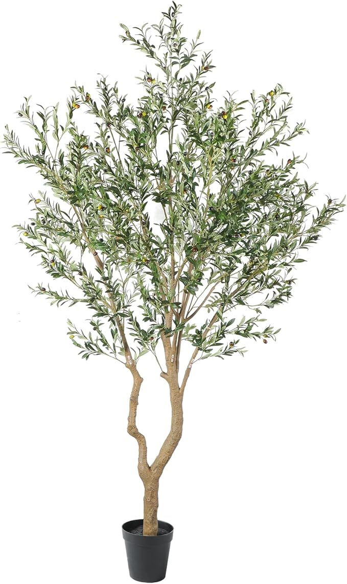 Nafresh Super Full Faux Olive Tree, 10FT Artificial Olive Tree Indoor, Fake Silk Trees with Realistic Leaves and Lifelike Fruits for Indoor Outdoor Living Room Corner Office Bedroom Home Decor
