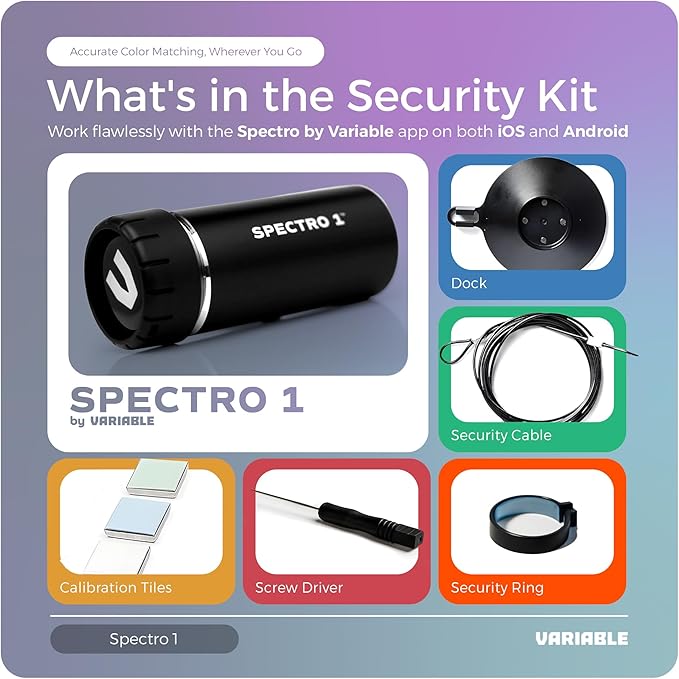 Spectro 1 Mobile Spectrophotometer with Dock & Security Kit, Paint Color Matching Tool and Color Reader, Portable Colorimeter Spectrometer Color Sensor & Paint Scanner Device for Prints & Coatings