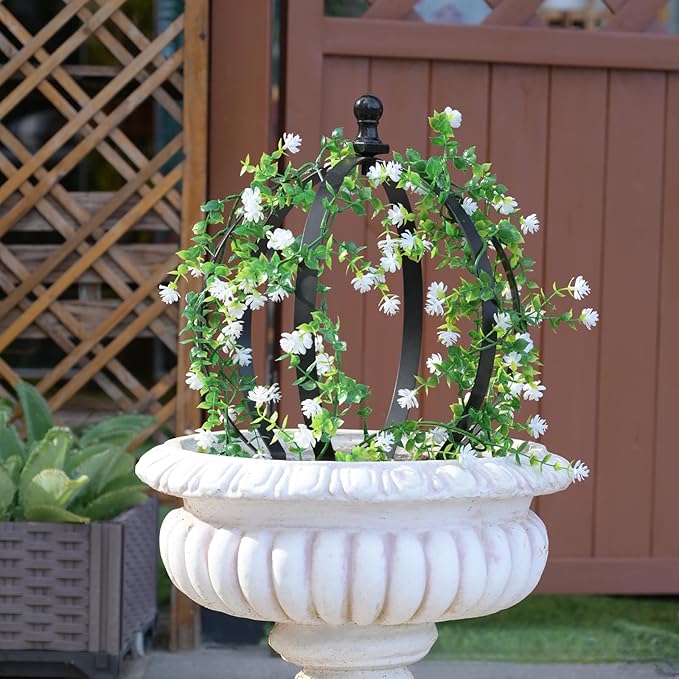 GOOOXIM Metal Garden Trellis - 12.6" x 17.5" Durable Black Powder Coated Obelisk for Climbing Plants, Ideal for Roses, Vines, and Flowers - Easy Assembly for Indoor & Outdoor Use