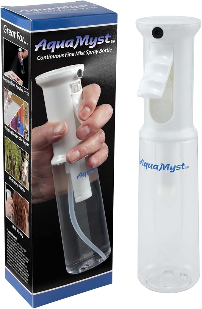 Creative Mark AquaMyst 300 ml Continuous Mist Spray Bottle - Ergonomic Plant Mister - Water Mister Spray Bottle w/Pre-Compression Technology, Drip-Free 0.3 mm Nozzle, Clear 10.14 oz Bottle