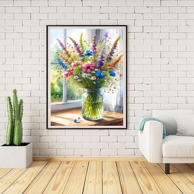 Axquilon Diamond Painting Kits for Adults - Flower vase 5D Diamond Art Kits Full Drill Diamond Paintings with Diamonds Gem Art and Crafts Home Decor 12x16inch