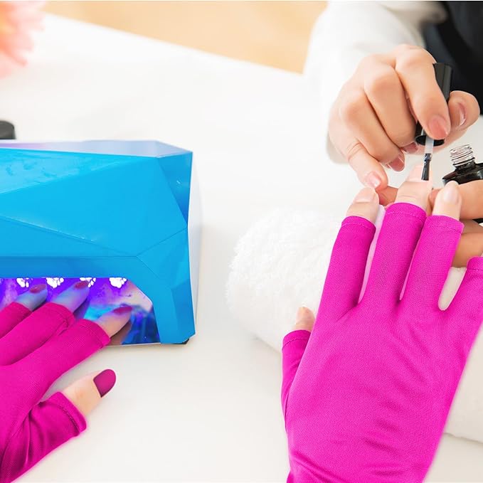 Syhood 3 Pair UV Gloves for Nail Lamp Upf50+ UV Fingerless Protection Glove for Gel Manicures Art Protect Hand from Nail Lamp
