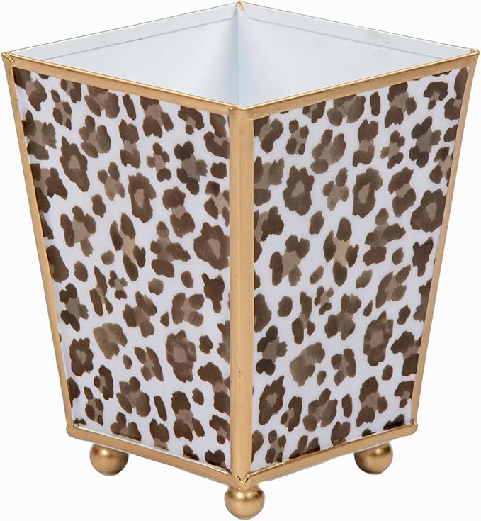 Jaye's Studio Decorative Planter Pots for Indoor Plants, Cachepot for Office, Kitchen, Bedroom, Desk, Living Room, Metal Flower Pot Small Planters, Gold Plant Pot Chinoiserie (Leopard Spots, 4 Inch)
