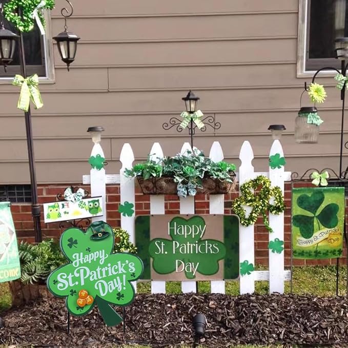 hogardeck St Patricks Day Decorations Outdoor, Shamrock Decorative Garden Stakes for St Patricks Day Decor, Happy St. Patrick's Day Yard Sign Clover Saint Patricks Day Decorations for Home Porch Lawn