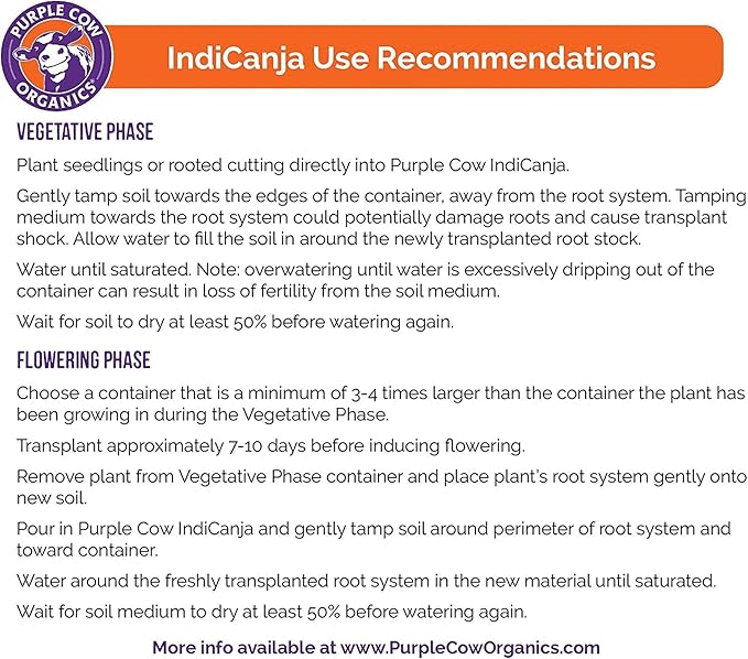 Purple Cow Organics IndiCanja 1 Cubic Foot Bag, Organic Living Soil, Clean & Natural Plant Based Water Only Super Soil for Professional Indoor & Outdoor Growers