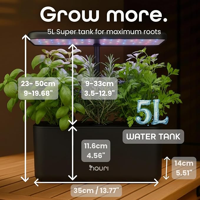 Nouri 7 Pod Smart Garden for Home Cooks | w/Heirloom Salad | Hydroponics Growing System | LED Grow Lights | Indoor Herb Garden Kit | Herb Growing Kit Indoors for Plant Lovers, Gardeners, Kitchen