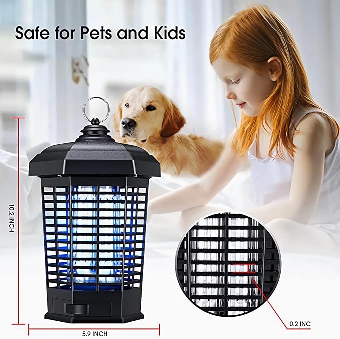 Bug Zapper for Outdoor,Mosquito Zapper, Waterproof Electric Mosquito Zappers, Insect Killer lamp, Electronic Fly Zapper for Backyard, Patio,Garden,Sport Fields Home（4200v,10ft Cord）