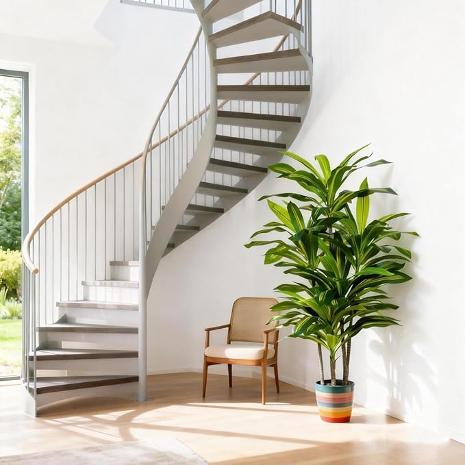 Dracaena Artificial Plant Indoor 4FT - Tall Faux Floor Plant in Pot - Large Tropical Fake Tree with Lifelike Leaves - Artificial Dracaena Tree for Home Office Living Room Decor