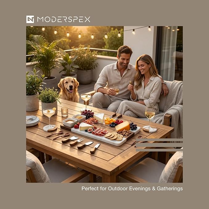 Personalized Charcuterie Board Set, Custom Engraved Marble Acacia Wood Cheese Board with Knife Set, Serving Board for Entertaining, Wedding, Housewarming & Anniversary Gifts