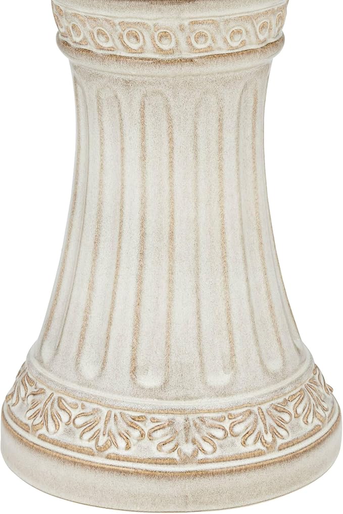Formentera 45 1/4" High Large Italian Outdoor Decor Off-White Ceramic Floor Fountain with Light LED Waterfall 3-Tier Standing Water Feature for Outside Garden Patio Yard Backyard - John Timberland