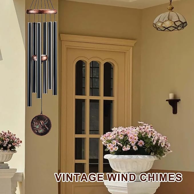 Gabzart Wind Chimes for Outside, Vintage Hummingbird Deep Tone Wind Chime Outdoor Clearance, Patio Porch Balcony Decoration, Garden Hanging Decor Gifts for Women Mom Grandma (32" Hummingbird)