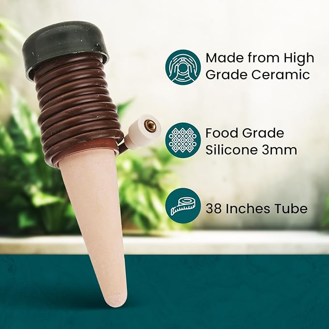 Blumat Classic Self-Watering Stakes - Automatic Drip Irrigation System for Indoor Plant Watering & Outdoor - Water Drip Solution for Potted Plants - Slow Release Stakes, 15 Pack, wo Adapter