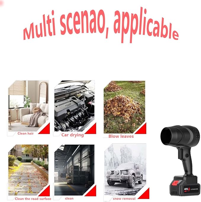 Turbo Jet Blower - Cordless Leaf Blower - Designed to be Lightweight and Portable for Easy Portability - 23,000 RPMs Fast Snow Removal, Leaf Removal, Drying Cars, fueling Grills and More!