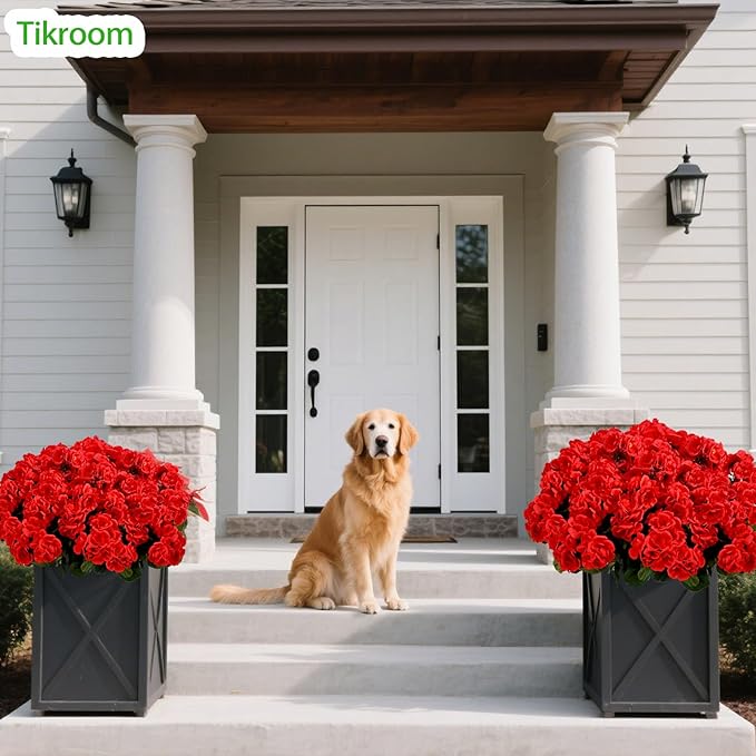 Tikroom 3 Pcs Artificial Geranium Flowers for Outdoors Fake Silk Faux Geranium Plant UV Resistant Fake Flowers for Outdoor Planters Garden Windowsill Balcony Courtyard Yard Porch Home Decor