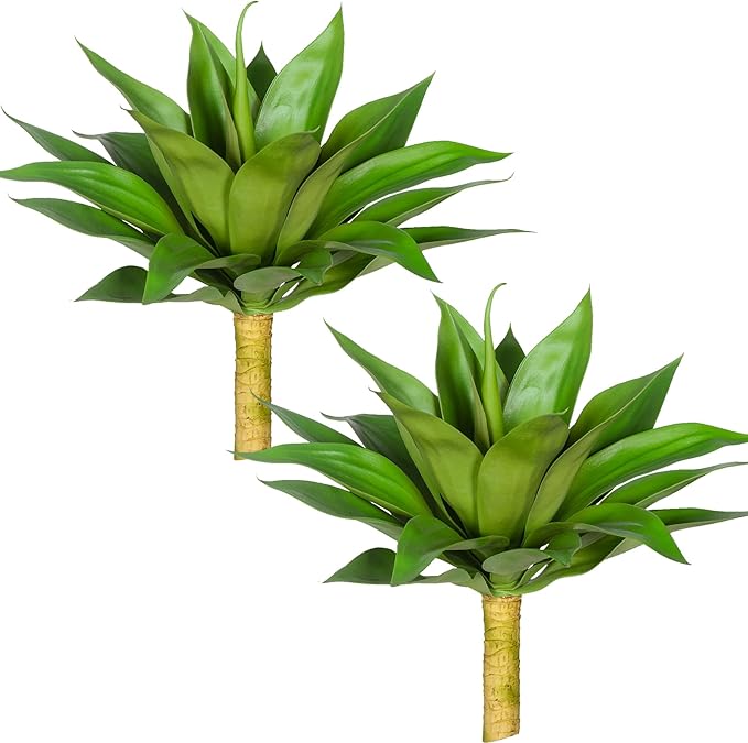 Artificial Plant Artificial Agave Plants,2PCS Faux Plants for Outdoors Artificial Plant Outdoor Large UV Resistant Fake Agave Planters for Indoor and Outdoor Decorating Outdoors Plants 22"