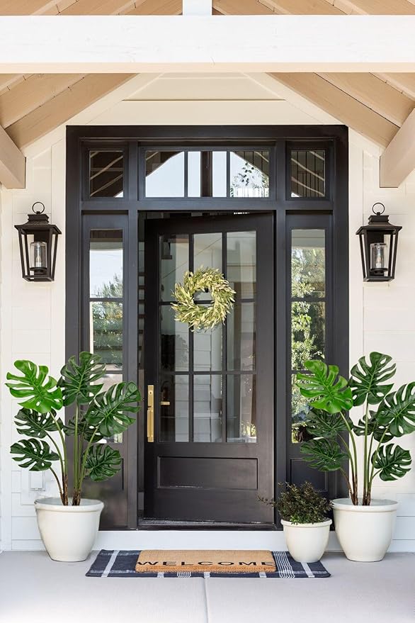 Hollyone 2 Pack Artificial Monstera Deliciosa Plant 3FT Tall Fake Tropical Palm Plants Trees Faux Monstera Indoor Swiss Cheese Plants for Indoor Outdoor Home Office Garden Living Room Decoration