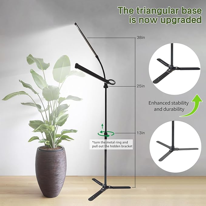 CalKoo 2025 Practical Grow Lights for Indoor Plants Growing, 6000K Full Spectrum 126 LEDs Plant Grow Lights Indoor, Height Adjustable (13-38''), 3 Spectrum Modes + 10 Dimming with 4/8/12/18H Timer