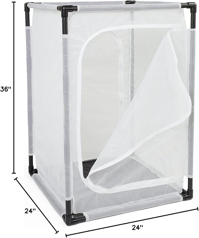 36" Large Monarch Butterfly Habitat Cage, Outdoor Insect Mesh Cage Terrarium 24" x 24" x 36"