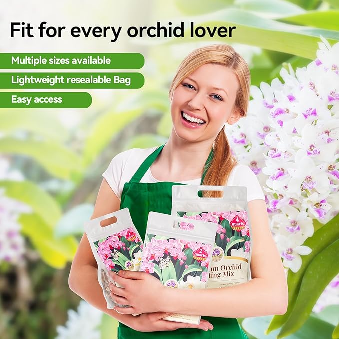 BYSHIGEBAO Orchid Bark Potting Mix with Pine Bark and Perlite, Fast Draining Orchid Soil for Healthy Roots, Ideal for Repotting Orchid and Orchid Bark for Indoor Plants (1 Quart)