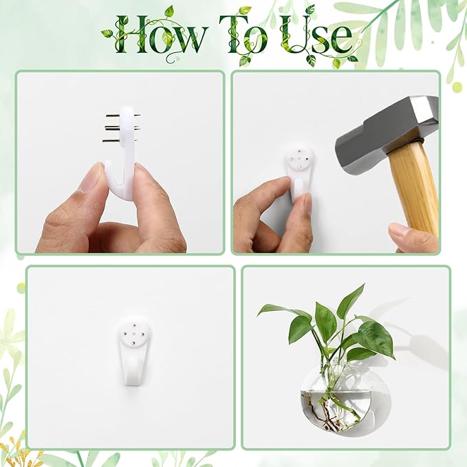 onepeng 4Pcs Wall Hanging Planter Propagation Stations Glass Terrariums Vase for Hydroponics Plants, Bathroom, Home Office Living Room Decor Gift
