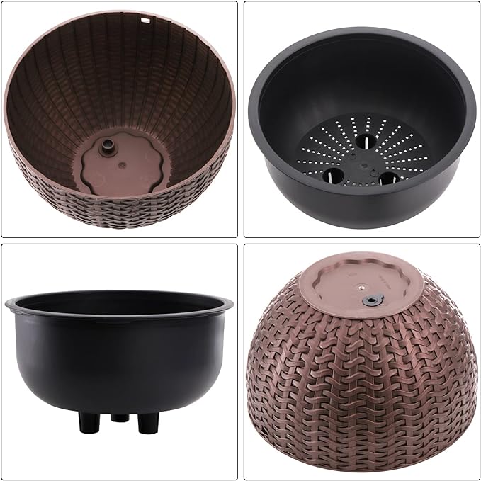Foraineam 2-Pack Dual-pots Design Hanging Basket Planters Self-Watering Indoor Outdoor Plant & Flower Hanging Pots with Drainer and Chain, 2 Size Assorted