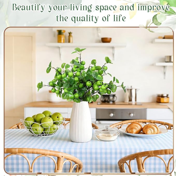 10 Pcs 27.56 Inches Artificial Fake Apple Branches Realistic Tall Apple Bouquets Tree Branch with Long Stem and Green Leaves Fruit Plant for Home Office Vase Filler Shop Decoration
