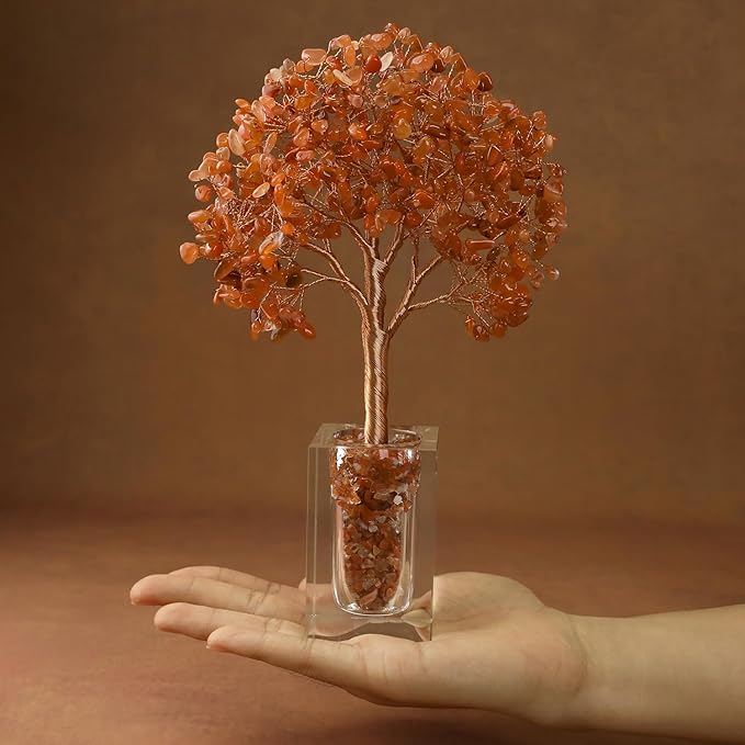 Magic and Miracles Carnelian Crystal Tree for Home Decor, Christmas Birthday Gifts for Women, Yoga Plant, Wish Bonsai Fengshui Tree, House Warming Relaxation Present for Wife Girlfriend Coworkers