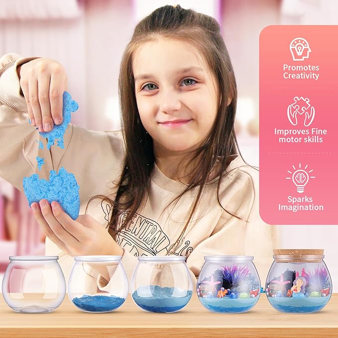 Envyvip Mermaid Gifts for Girls 4-10 Years Old, Mermaid Crafts Kit for Kids, Light Up Mermaid Decoration with Remote - Arts and Crafts for Kids, Birthday Gifts Toys for Girls Age 4 5 6 7 8 9 10