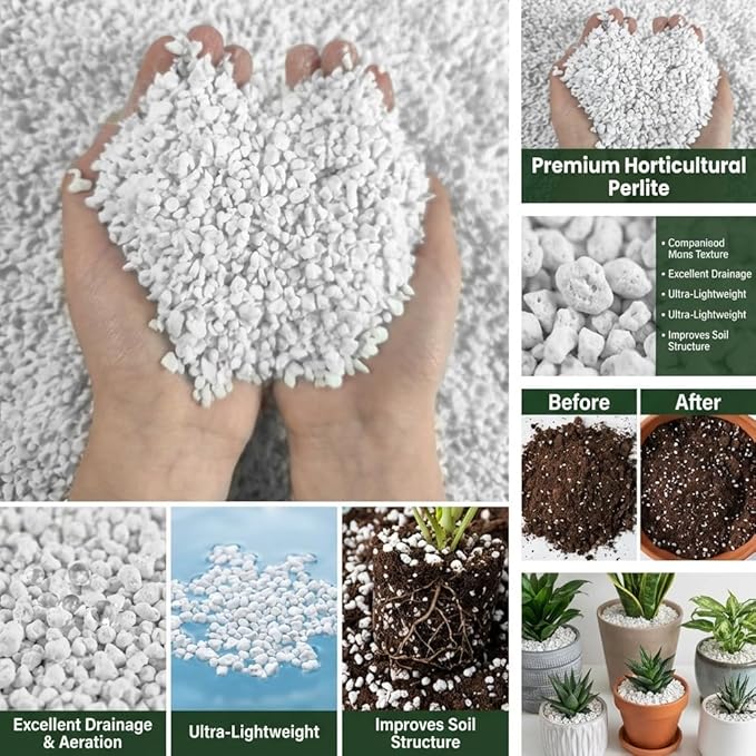 Organic Perlite Horticultural Soil Amendment for Plants and Enhanced Drainage Enhanced (Perlite, 12QT)