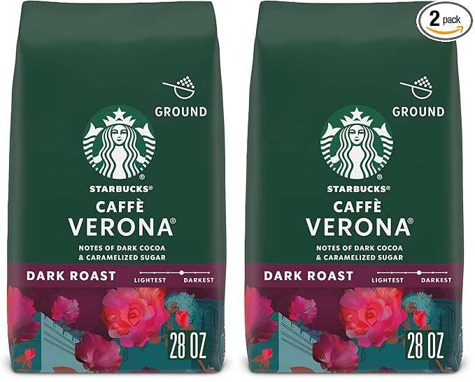 Starbucks Ground Coffee, Dark Roast Coffee, Caffè Verona, 100% Arabica, 1 bag (28 oz) (Pack of 2)