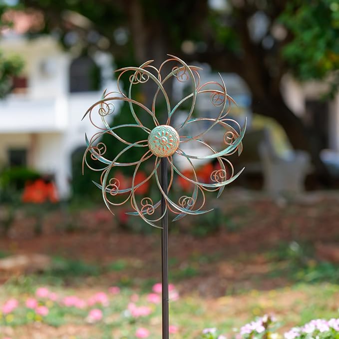 VEWOSTAR Wind Spinners Outdoor Wind Spinner Metal 13” Dia Wind Spinners for Yard and Garden Decor Pinwheels Wind Sculptures & Spinners(57” H)