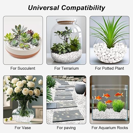 Fish Tank Rocks,Landscaping Pebbles,Decorative Ornamental Pebbles Garden,Landscaping Stones Gravel Filler for Home Decoration Flower Bed Fish Tank Plants Vases Succulents (5 Pounds, White)