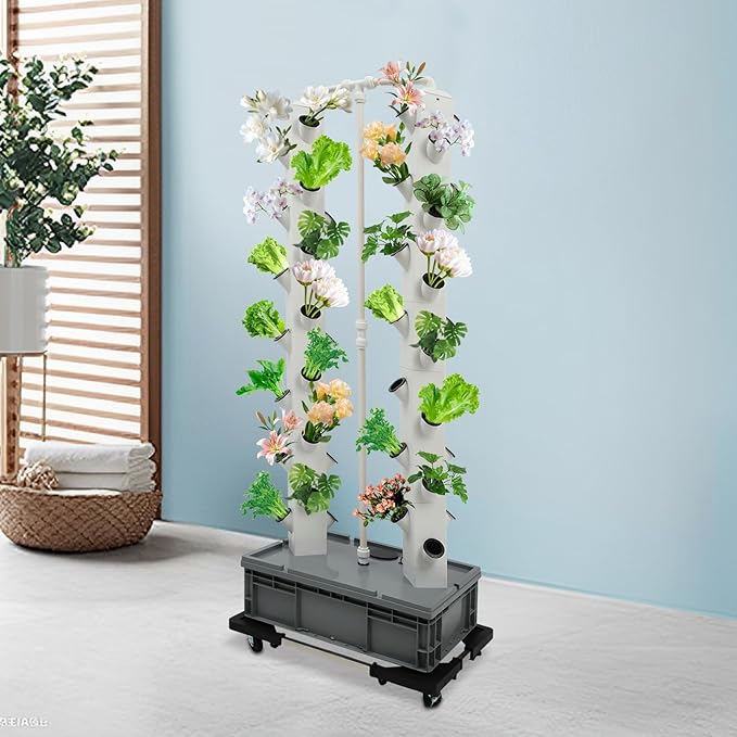 Hydroponics Growing System Kit,56 Pods Vertical Indoor Smart Garden Kit, Indoor Herb Garden with Wheels, Plant Germination Kit for Vegetable Fruit (56 Holes)