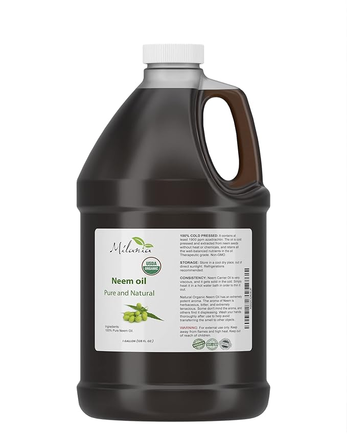 Premium Organic Neem Oil Virgin (1 Gallon), Cold Pressed, Unrefined 100% Pure Natural Grade A. Excellent Quality